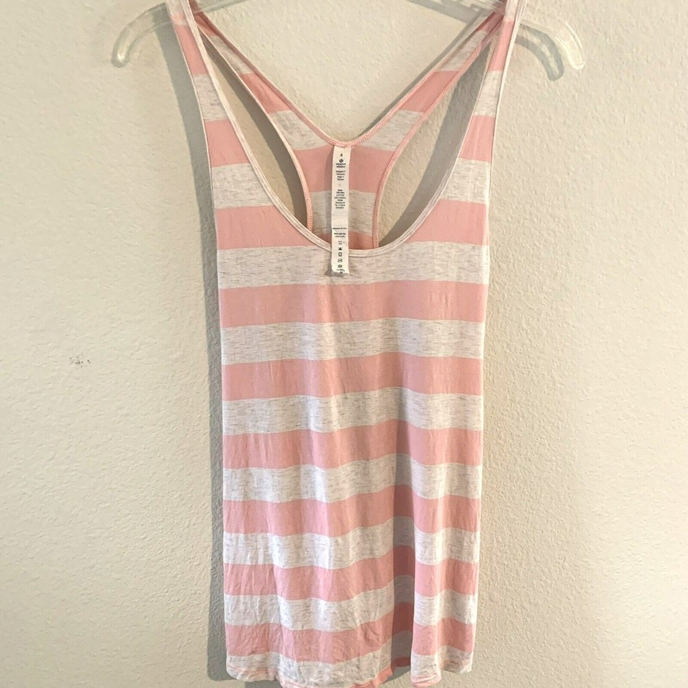 Lululemon Tank Top Size 4 Pink Stripe Racerback